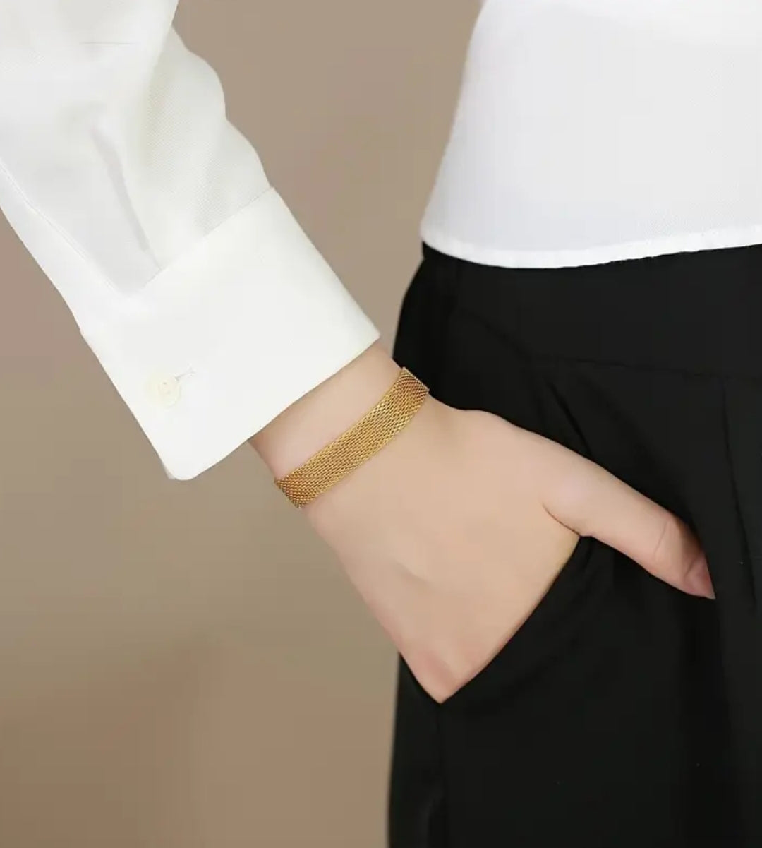 Golden-Tone Stainless Steel Chain Bracelet