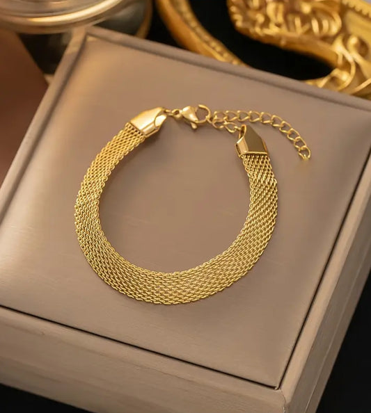Golden-Tone Stainless Steel Chain Bracelet
