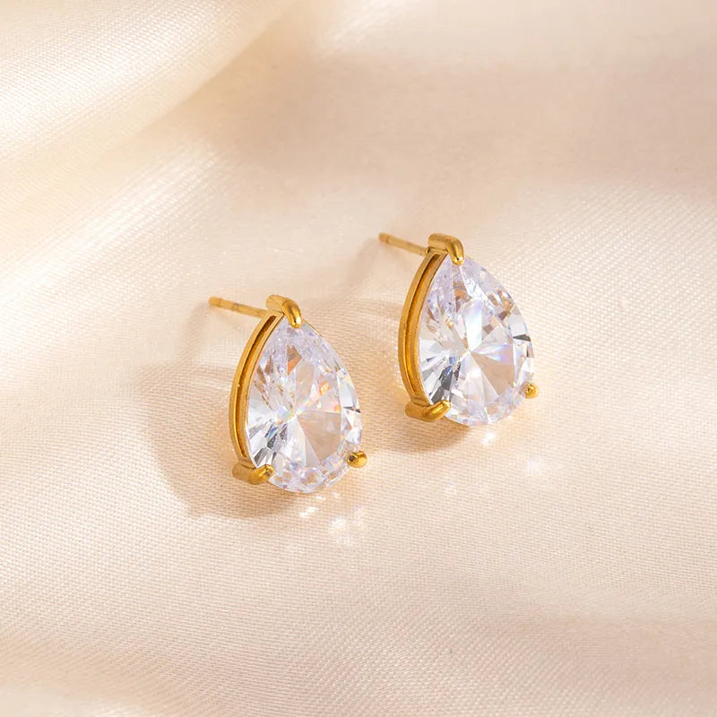 Pear Shape Stud Earrings