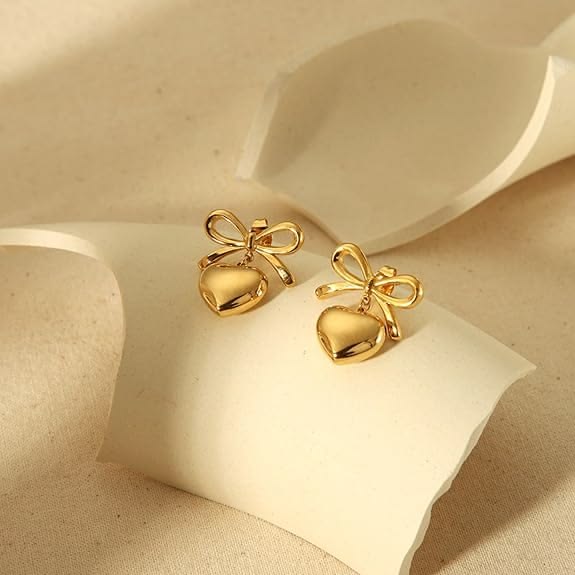 Bow Heart Studs/ Earrings