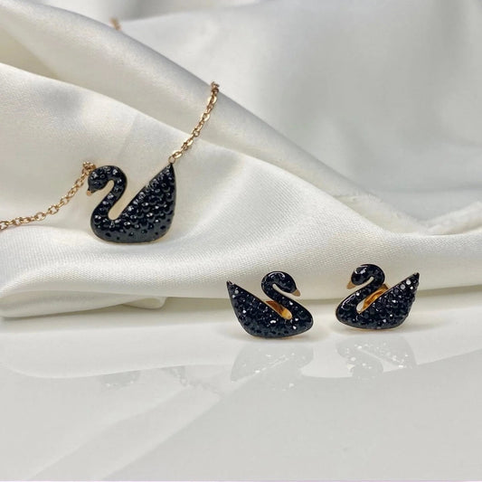 Stainless Swan Earring And Necklace Set