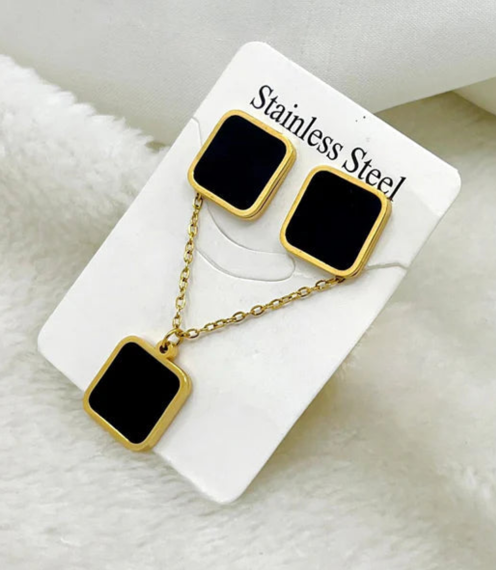 Square shape Black Stainless steel Set