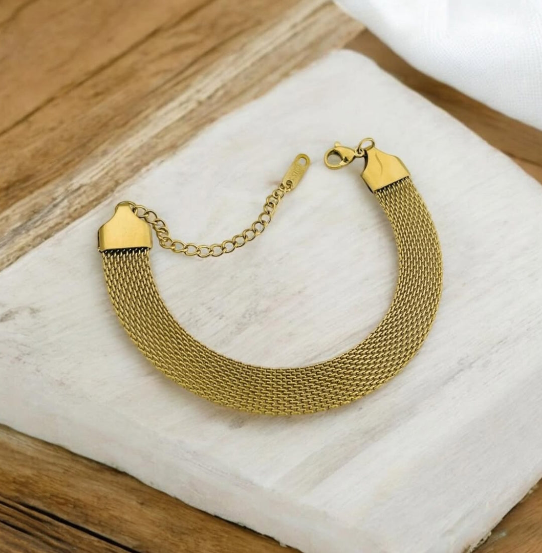 Golden-Tone Stainless Steel Chain Bracelet