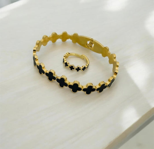 Clover Band Bangle & Ring Set