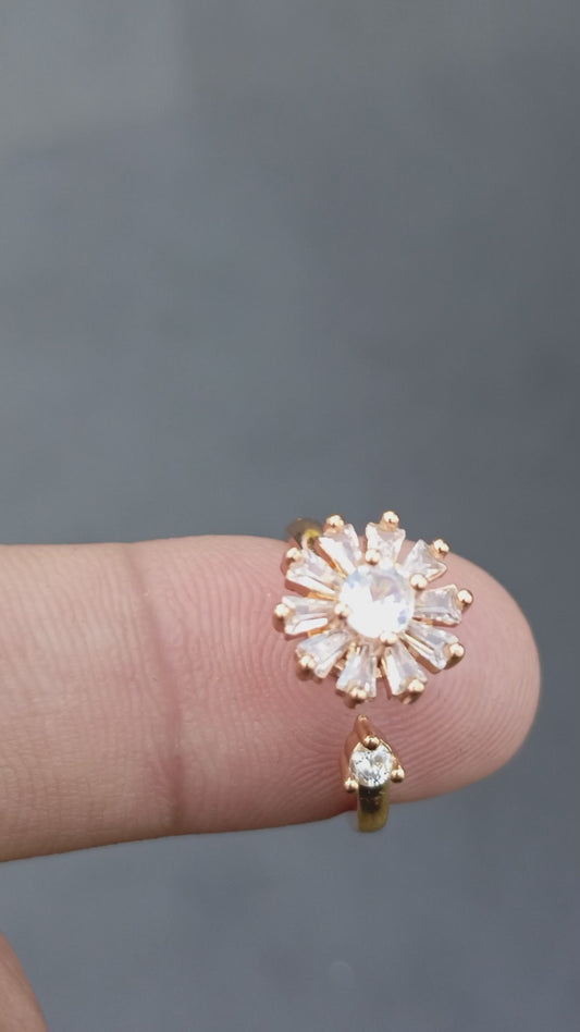 Spinning Ring White stone+Golden