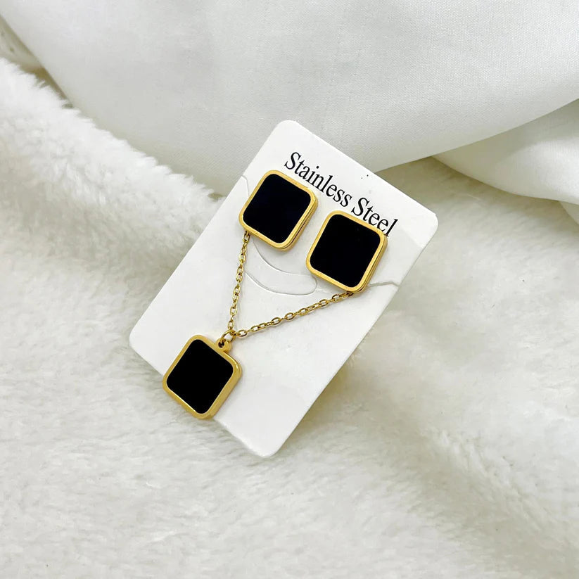Square shape Black Stainless steel Set