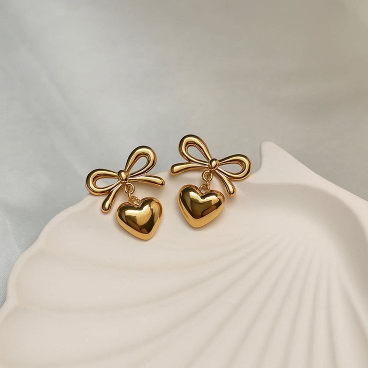 Bow Heart Studs/ Earrings